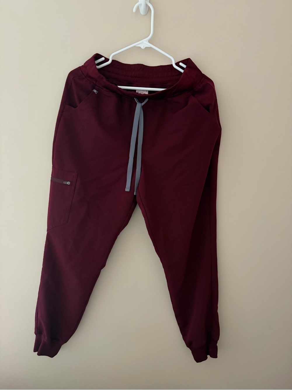 Figs Women's Burgundy Joggers with Gray Drawstrings